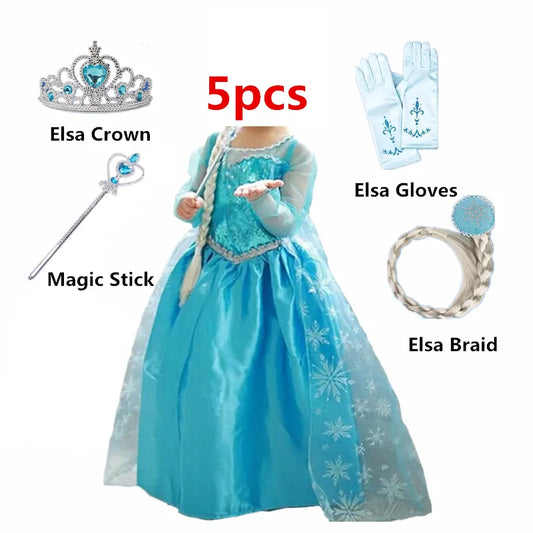 Fantasia Elsa Costumes For Girls 2023 Carnival Party Robe-Playing Children Clothing Princess Dress Halloween Costume for Kids