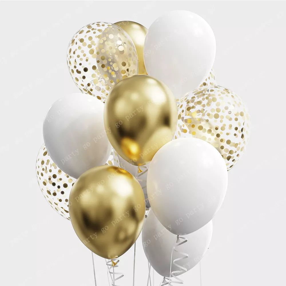 12pcs 12inch Black Gold Latex Balloons Graduation Helium Globos Adult Kids Birthday Party Decorations Baby Shower Home Supplies