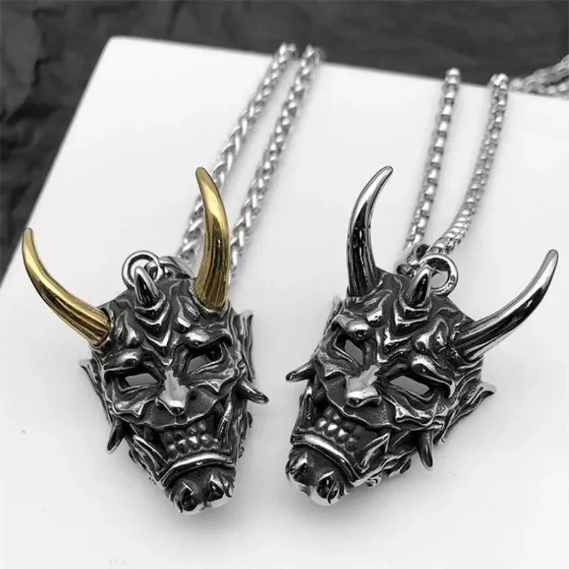 Exquisite Gothic Ghost Mask Pendant Necklace Men's Classic Retro Punk Hip Hop Rock Necklace Jewelry Horror Halloween Gift2022