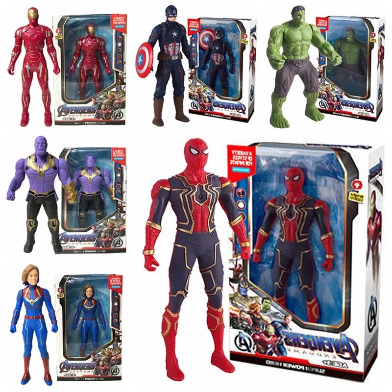 17Cm Marvel Spiderman Hulk Ironman Anime Action Figure Toy Christmas Gift Pvc Movable Joints Luminous Doll Collection Model Toys