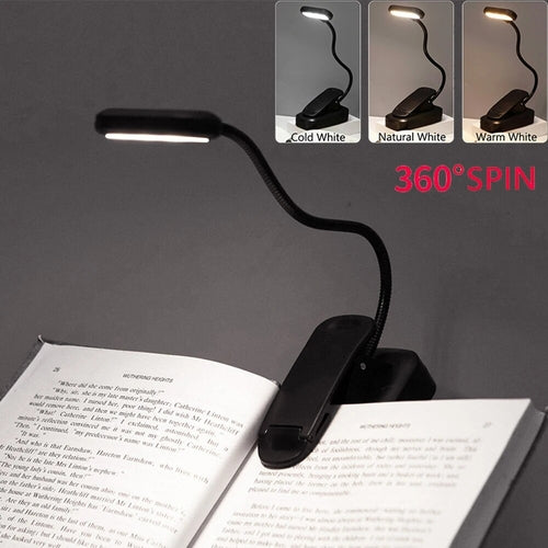 Portable LED Book Light Clip-on Dimmable Reading Light Eye Caring Mini