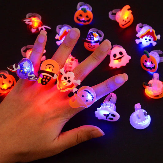 Anneau lumineux LED pour Halloween, citrouille fantôme, crâne, décoration de fête d'halloween et de noël pour la maison, cadeau pour enfants, père noël, bonhomme de neige