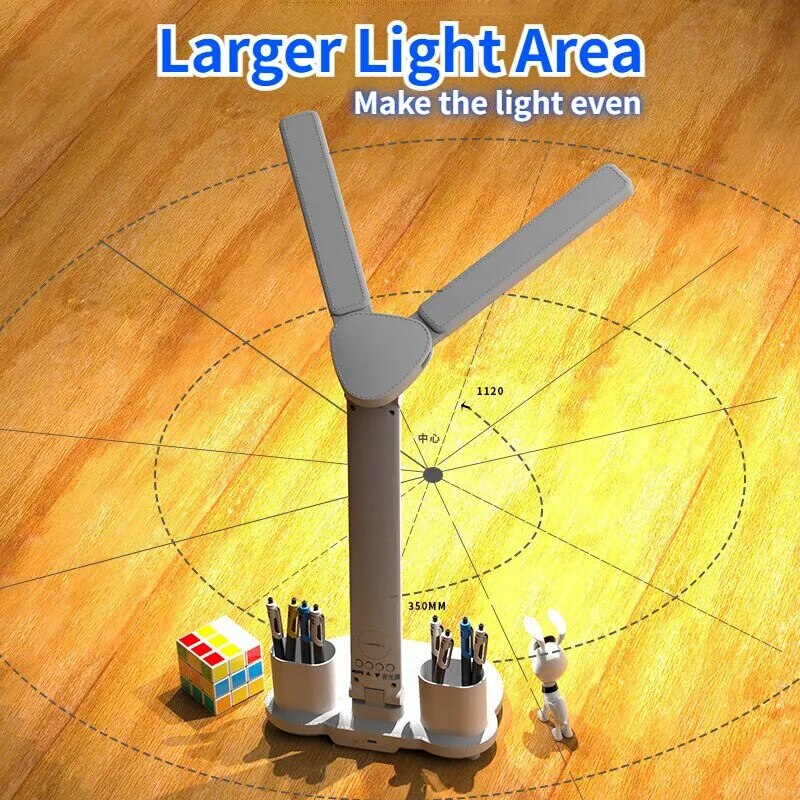 LED Clock Table Lamp USB Chargeable Dimmable Desk Lamps 2 Heads 180