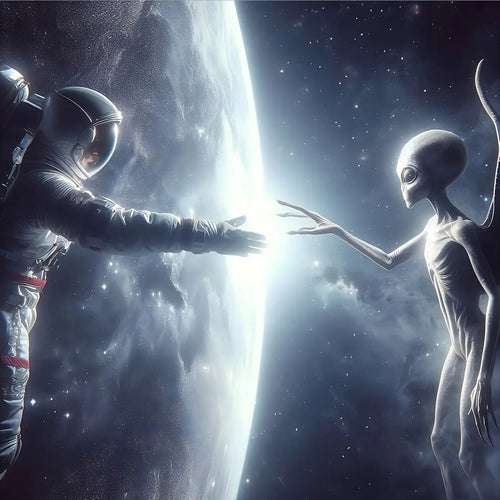 Humans Meet Aliens The First Time Universe Space Astronauts Art Canvas