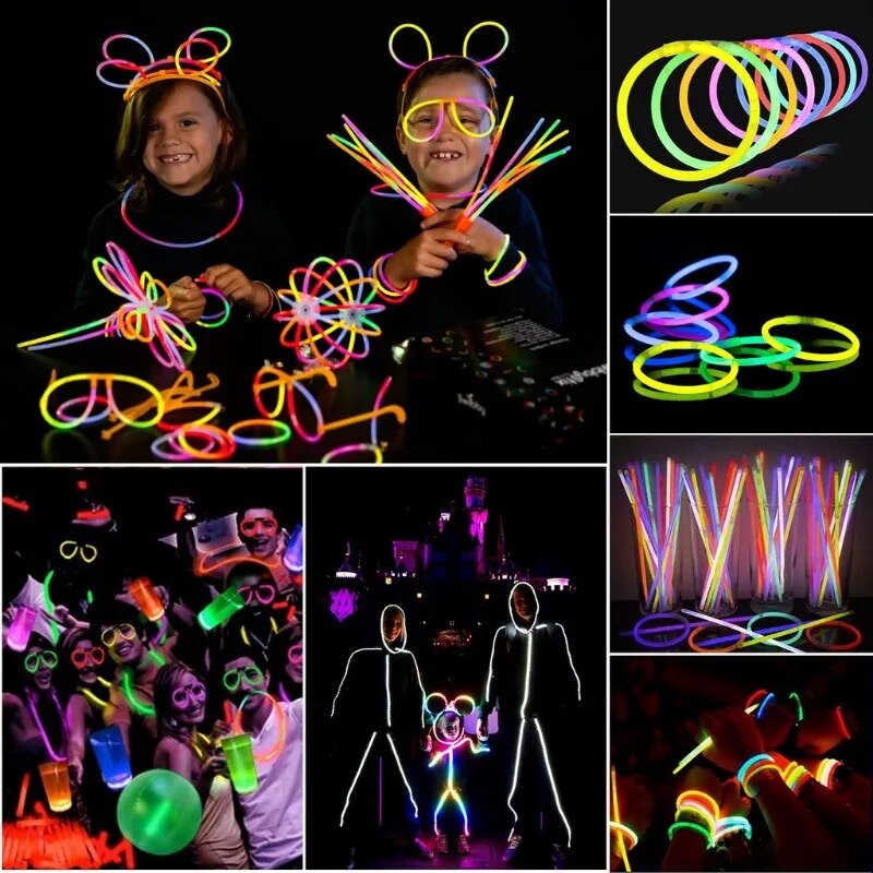 10-50pcs Glow Sticks Party Fluorescence Light Glowing In The Dark Bracelets Necklace Colorful Neon Lights Christmas Party Decor