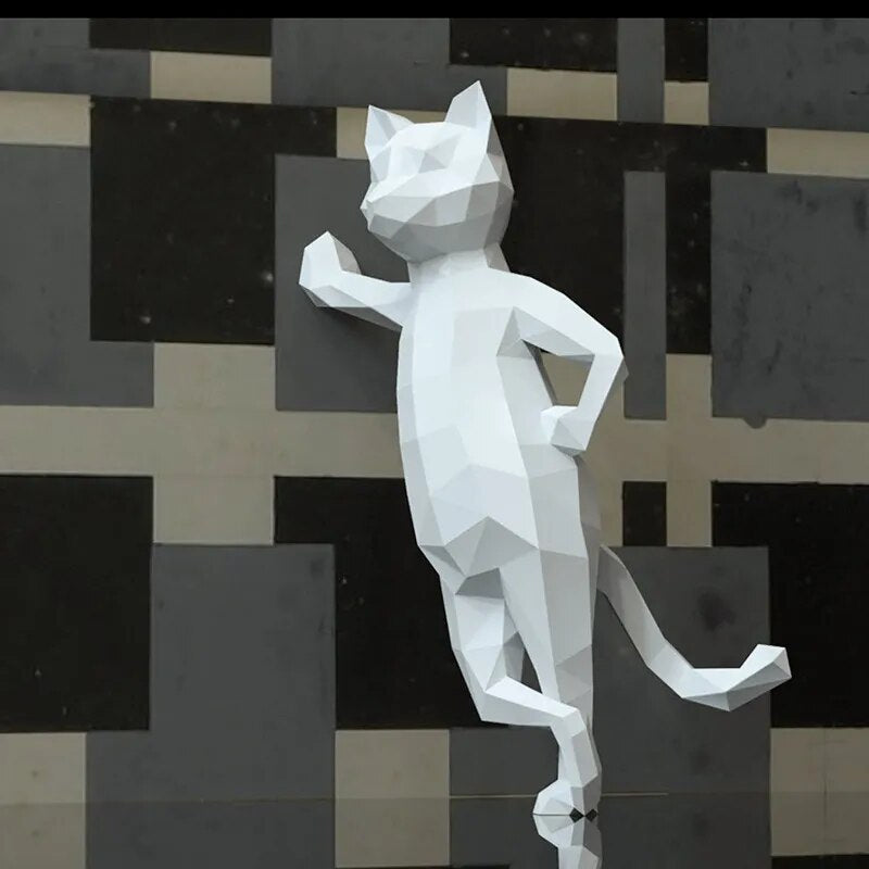 Chat debout 3D en papier artisanal, modèles de chaton Cool, Sculpture pour la maison et le bureau 