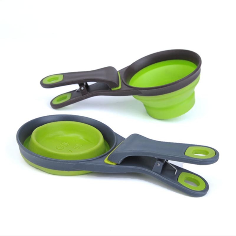 The "Fold-a-Bowl" Multifunctional Folding Silicone Dog Bowl and Feeder with Measuring Cup