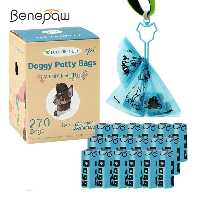 Benepaw – sacs à excréments biodégradables pour chiens, 120/270 pièces, avec Clip main libre, écologique, anti-fuite, solide, facile à déchirer