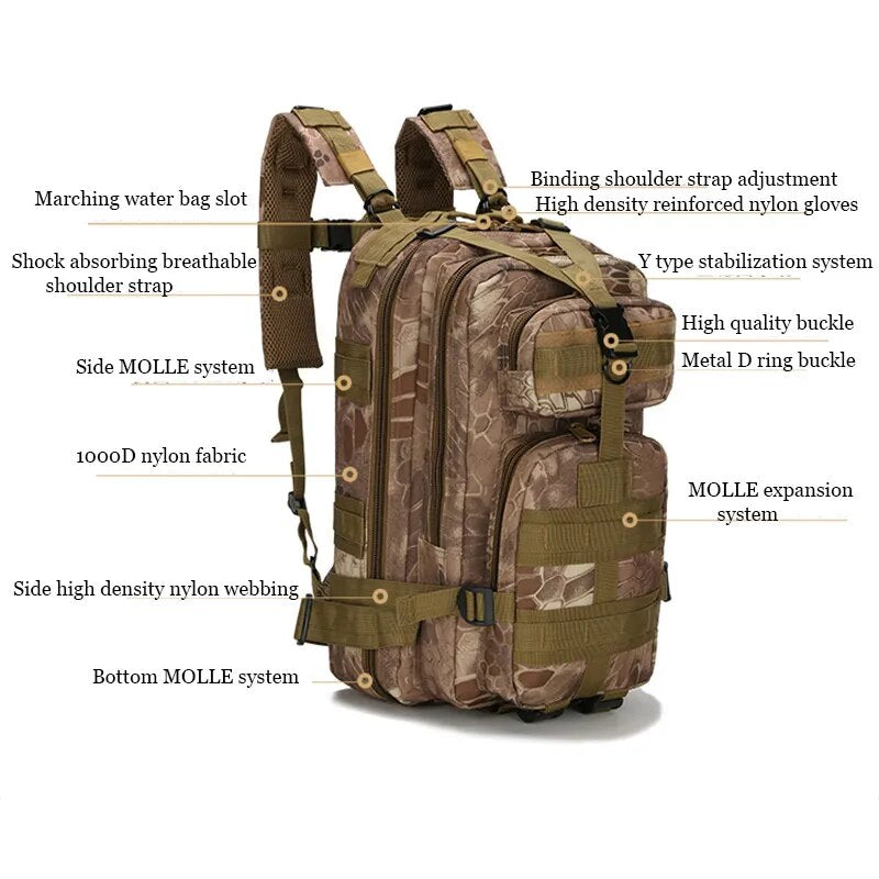 30L militaire tactique sac à dos grand Camping sacs à dos Trekking pêche chasse sacs imperméables hommes armée sacs à dos