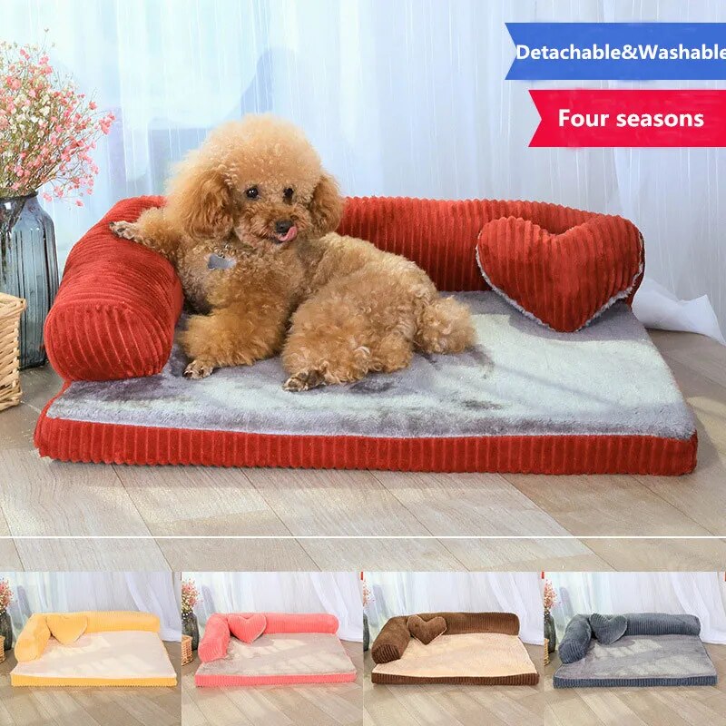 Dog Bed For Large Dogs Pet House Sofa Mat Detachable Cozy Warm Nest Beds Kennel Soft Pet Cat Puppy Cushion For Husky Labrador