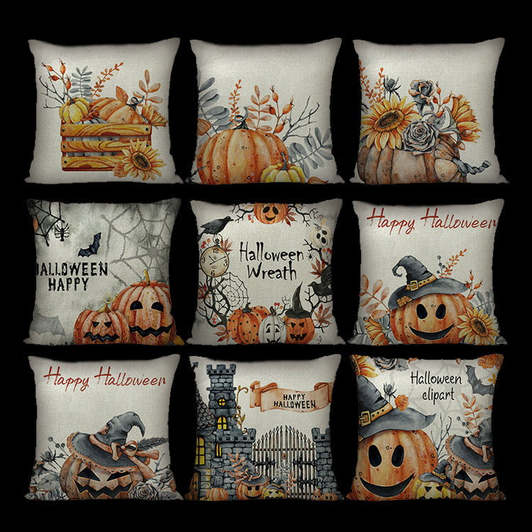 New Halloween Throw Pillow Cover Home Decoration Throw Pillow Cover Holiday Decoration Linen Print Throw Pillow Cover