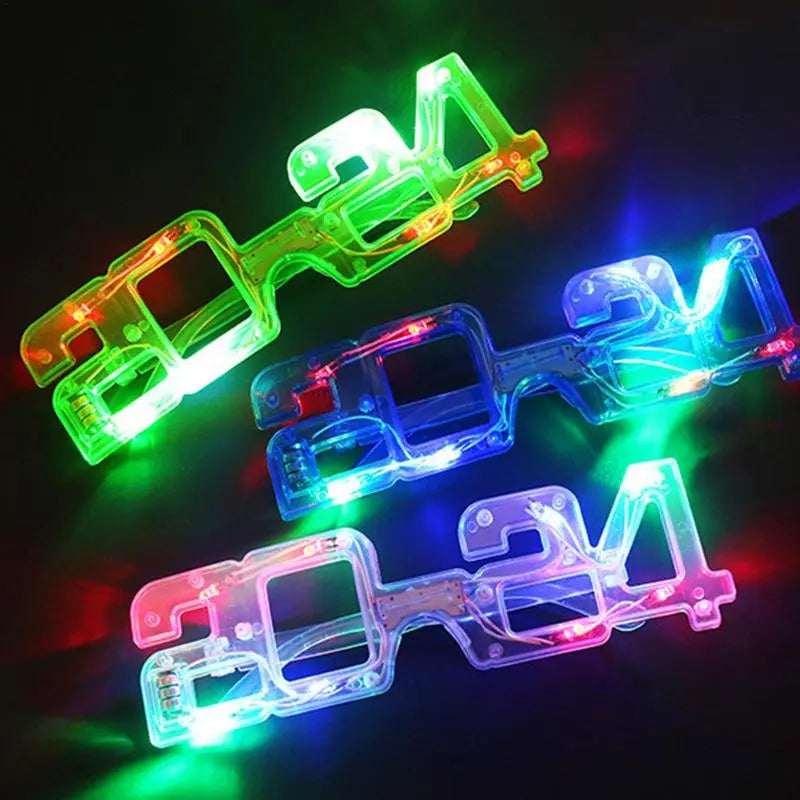 2024 Neon Glasses Glow In The Dark LED Light Up Glasses Party Favors Christmas Gift For New Year Party Decorations