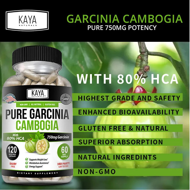 Capsules d'extrait de Garcinia Cambogia pour la perte de poids, unisexe, favorise la perte de poids et supprime l'appétit 