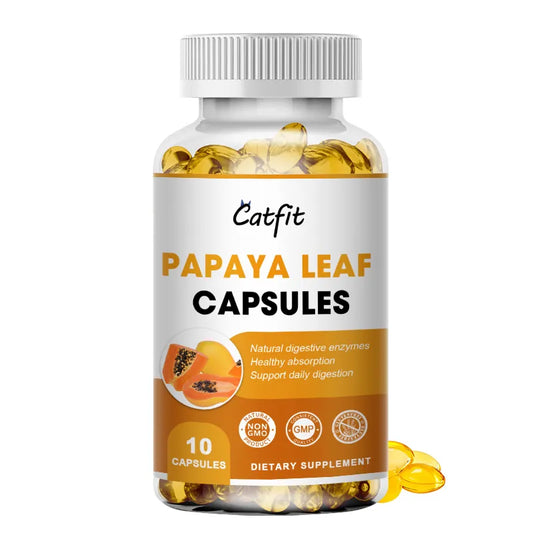 Catfit Papaya Leaf Capsules Natural Vitamin Enzyme for Weight Loss Antioxidant Skin Immune Digestive Health Lower Cholesterol