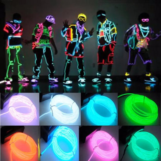 Glow EL fil câble LED néon fête de danse de noël bricolage Costumes vêtements lumineux voiture lumière décoration vêtements boule Rave 1 m/3 m/5 m 
